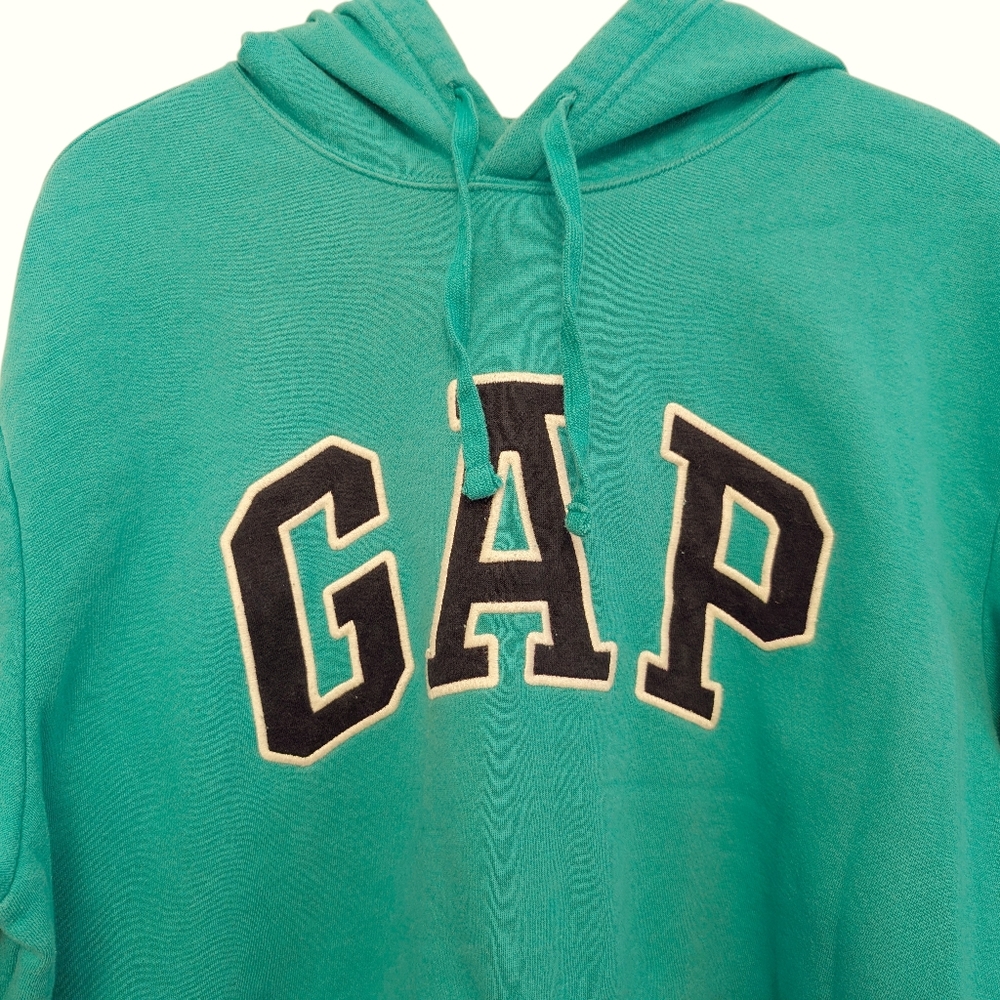 GAP Logo Sweatshirt Hoodie Pullover Green Cotton XL